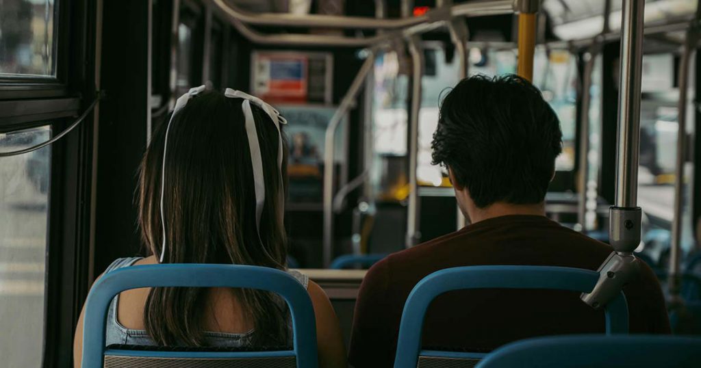 boy and girl on a bus