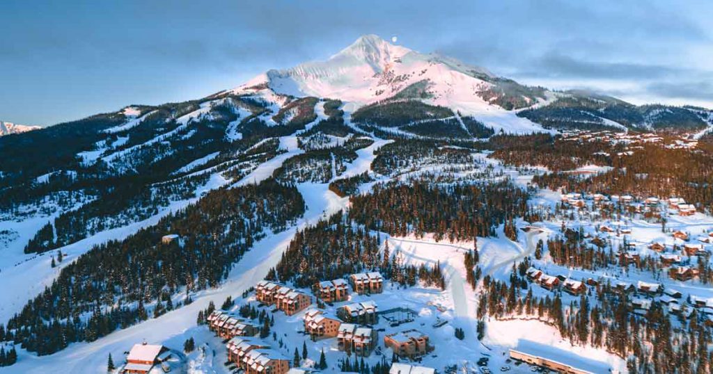 snowy mountaintops at Big Sky