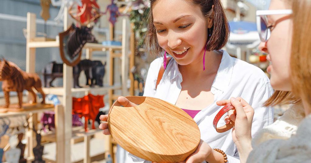 woman shopping at flea market