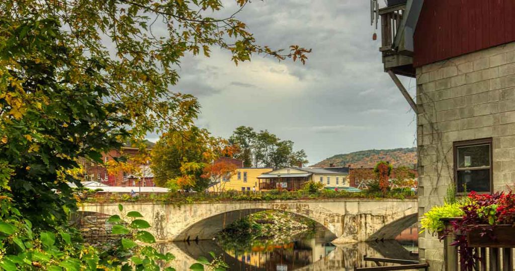 scenic view of a bridge in the fall