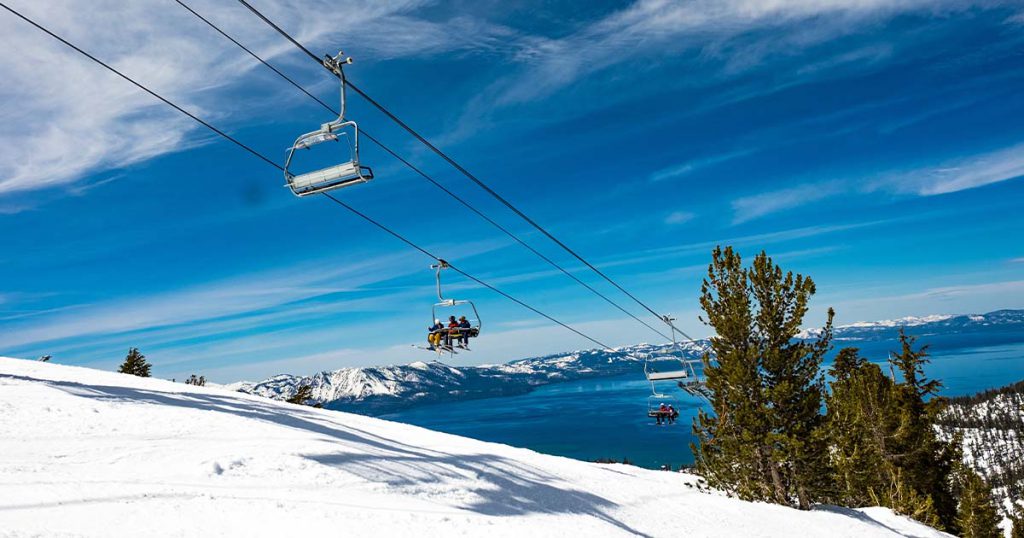 snowy mountain overlooking Lake Tahoe