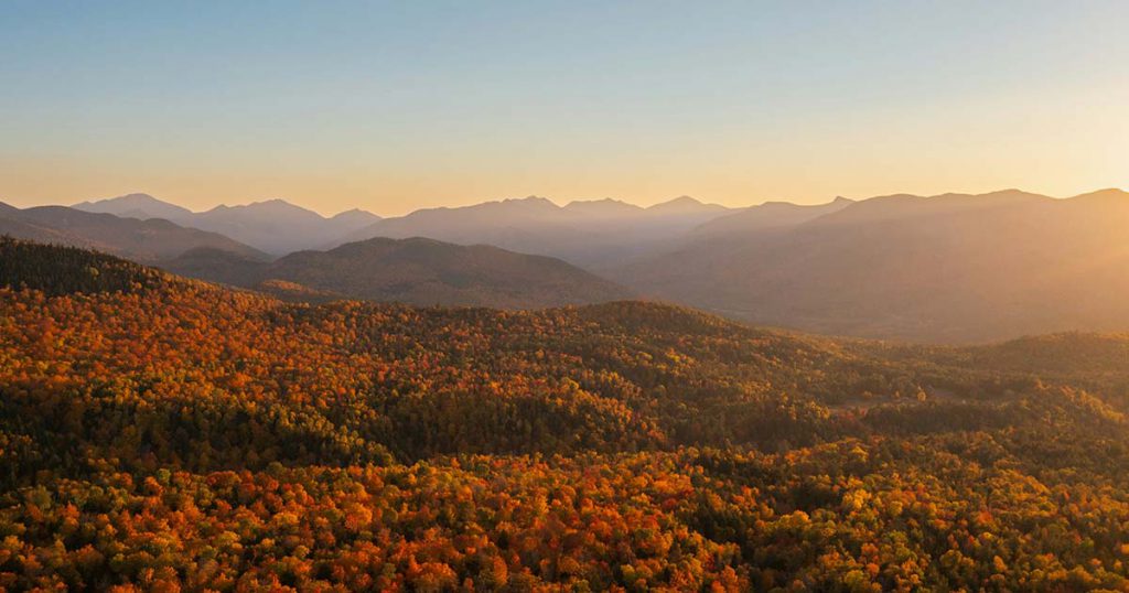 changing trees with mountains in the back