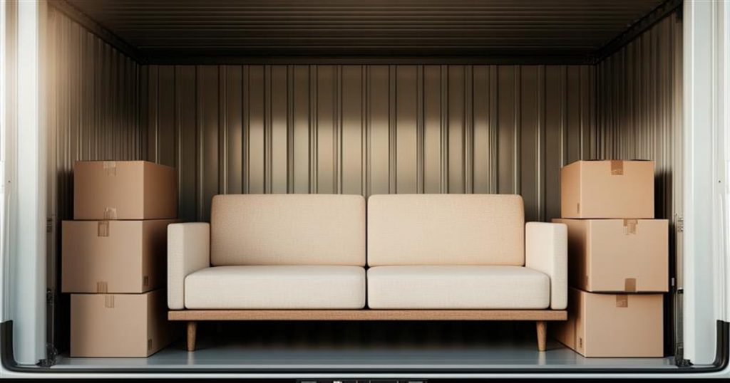 couch in storage unit