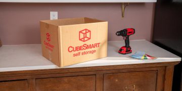 CubeSmart Box sitting on counter during renovation