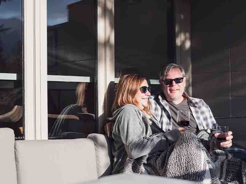 Happy couple drinking wine