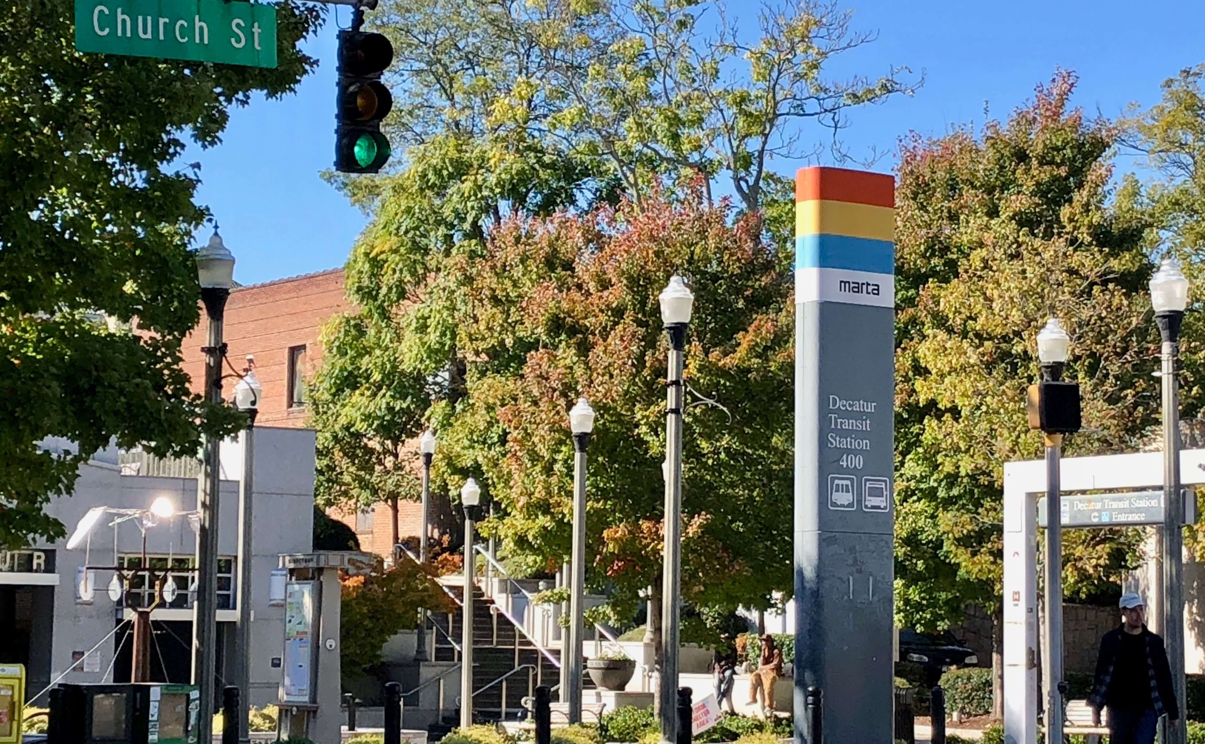 street corner view of Church St in Decatur, GA