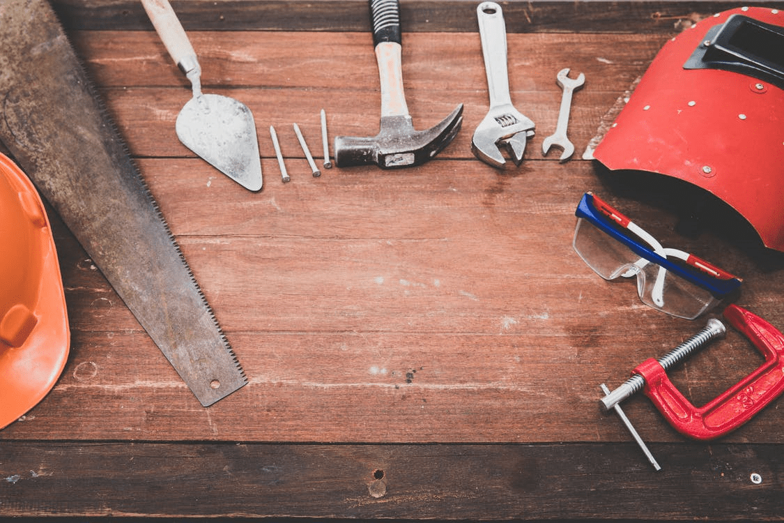 Garden tools on a table