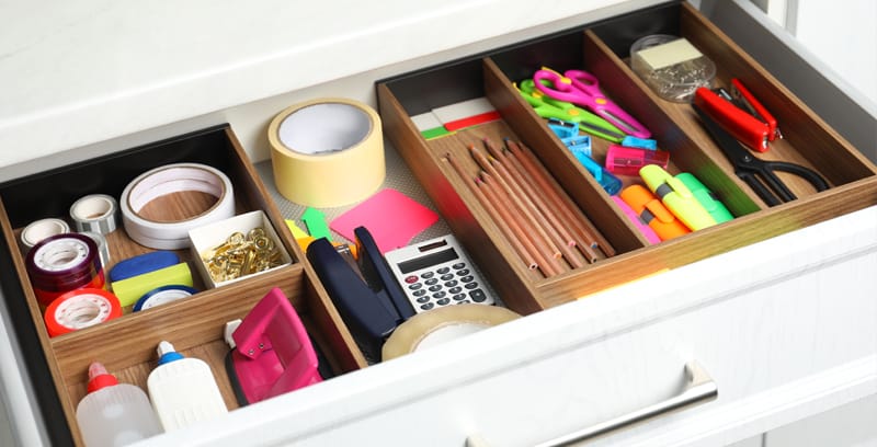 organized drawer with compartments
