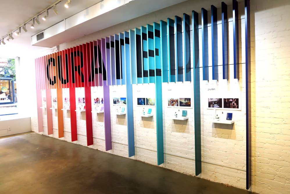 Colorful curated scents wall inside Olfactory NYC studio