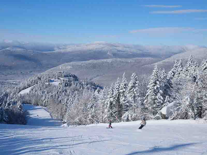 Snow covered ski slopes