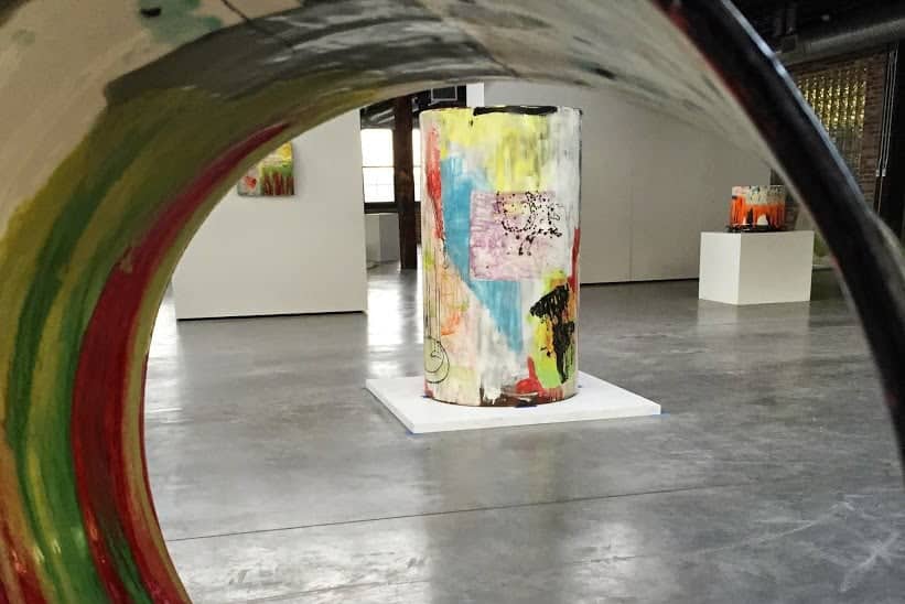 Colorful sculptures inside the Belger Arts Center in KAnsas City, MO