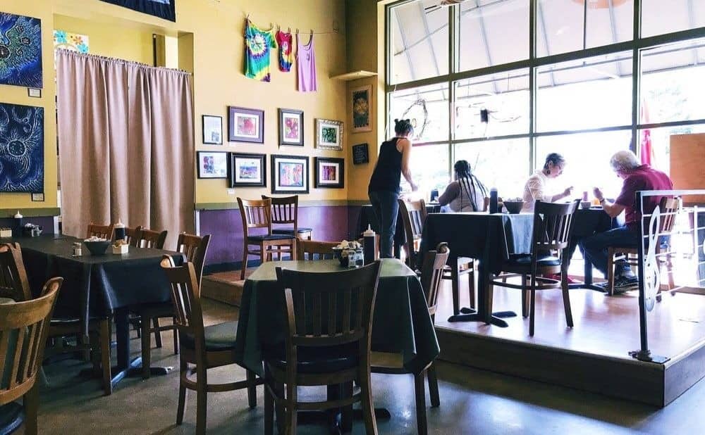 customers eating in restaurant
