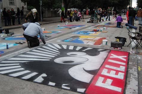 painting of Felix the cat at the Via Colori Street Painting Festival in Houston