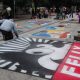 painting of Felix the cat at the Via Colori Street Painting Festival in Houston